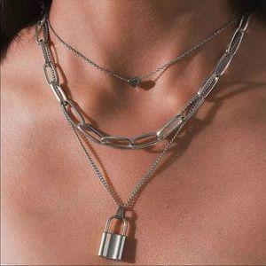 Chunky Lock 🔒 Silver Necklace
